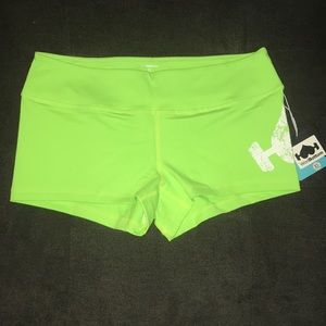 Neon green WodBottom workout shorts